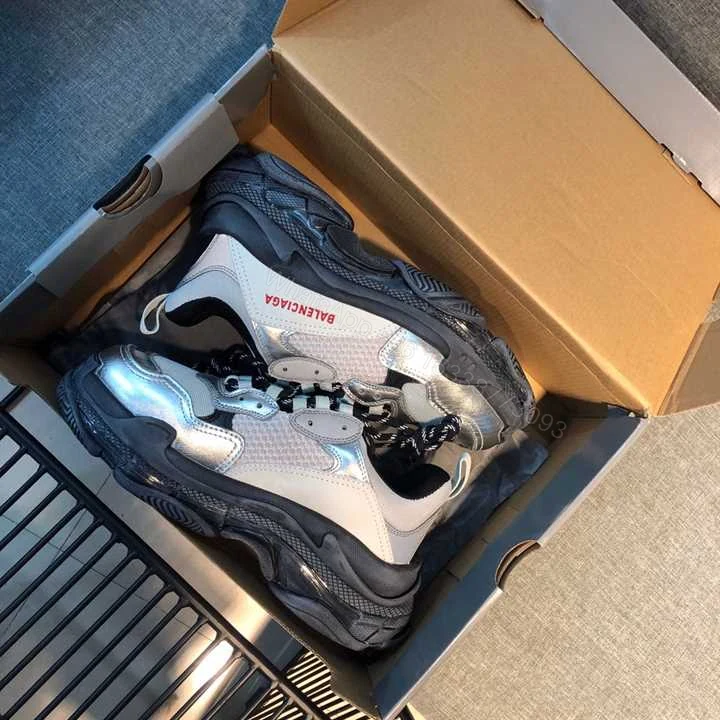 View 4 of BALENCIAGA TRIPLE S WHITE & BLACK SOLE SNEAKERS – BB170
