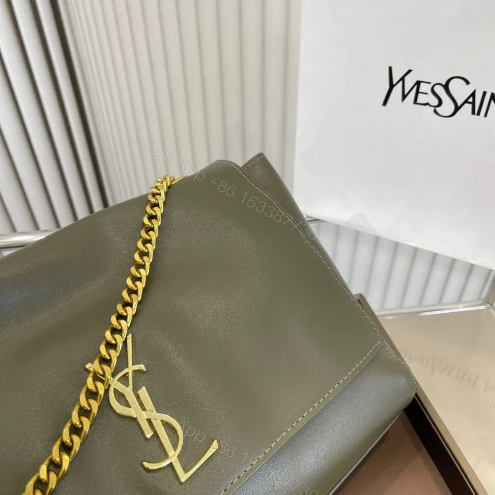 View 3 of Saint Laurent Kate Medium Chain Bag In Grain De Poundre Khaki 28Cm 364021BOW0W1229
