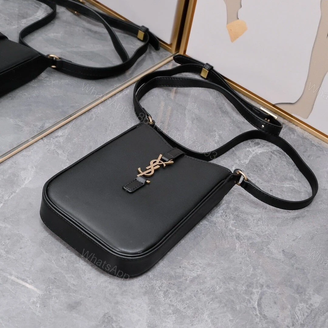 View 4 of Saint Laurent Le 5 A 7 Mini Vertical In Shiny Leather With Bronze Metal In Black 19cm