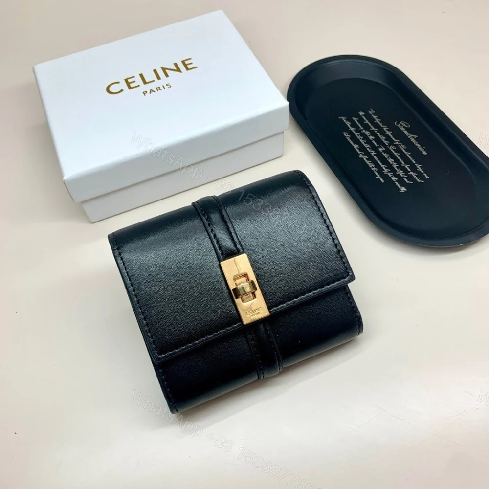 View 2 of CELINE SMALL TRIFOLD WALLET 16 IN SATINATED BLACK 11CM 10F523CQ7 38NO