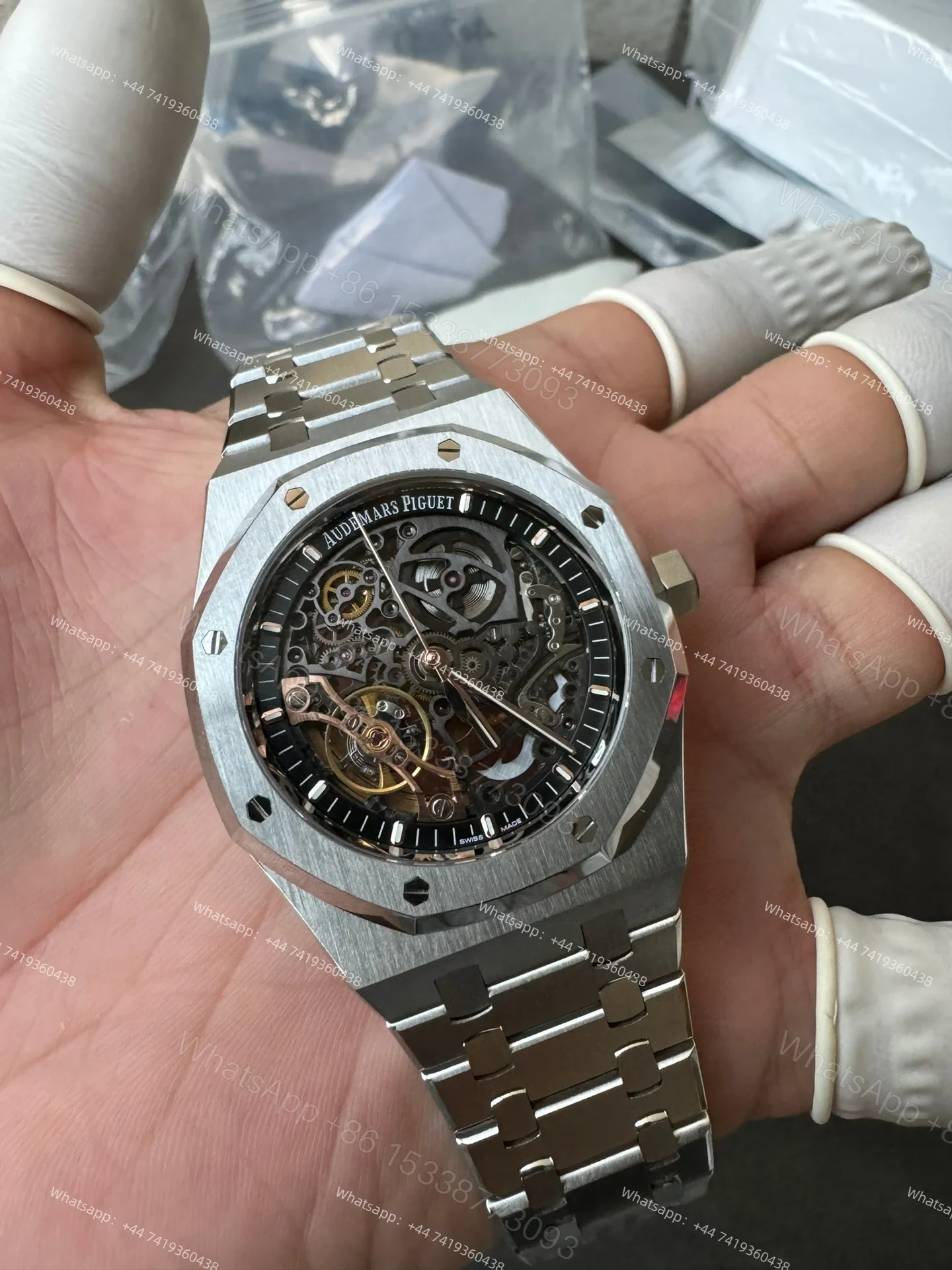 View 4 of Audemars Piguet Super Clone Royal Oak 15407ST Skeleton Dial 41MM