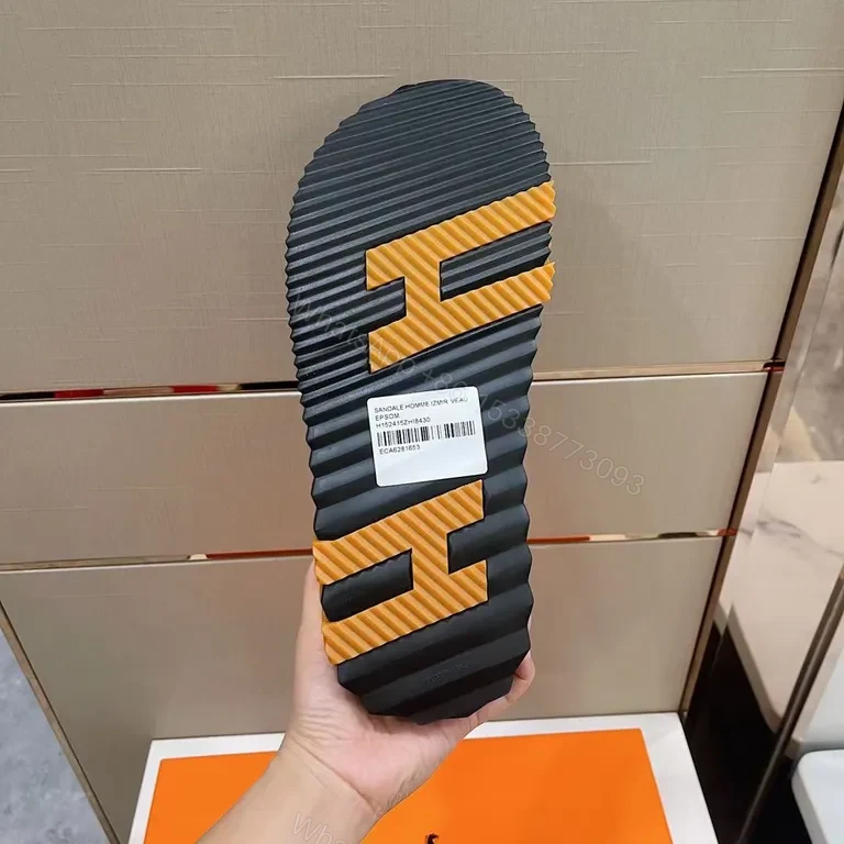 View 4 of Matte-Black Hermes-Influenced Sandals: Sculpted Comfort Platform