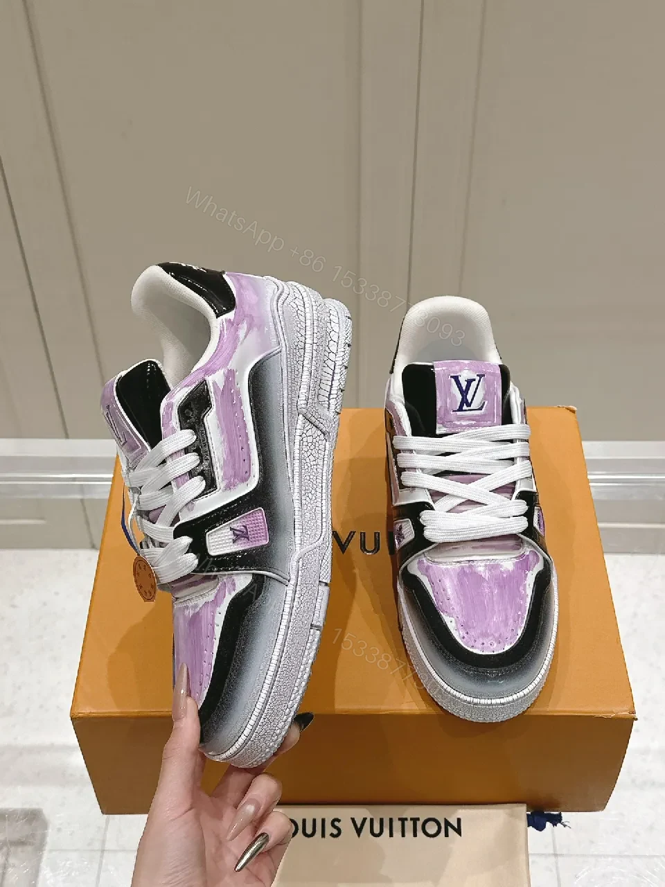 View 7 of Lilac Patent High-Top Sneaker with Luxe Detailing