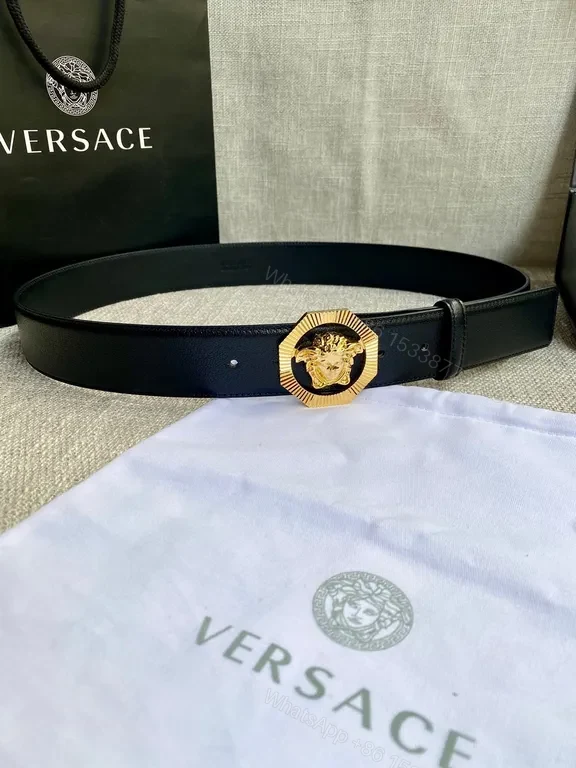 View 2 of Iconic Medusa Buckle Belt â€“ Premium Leather, Luxury Metallic Buckle