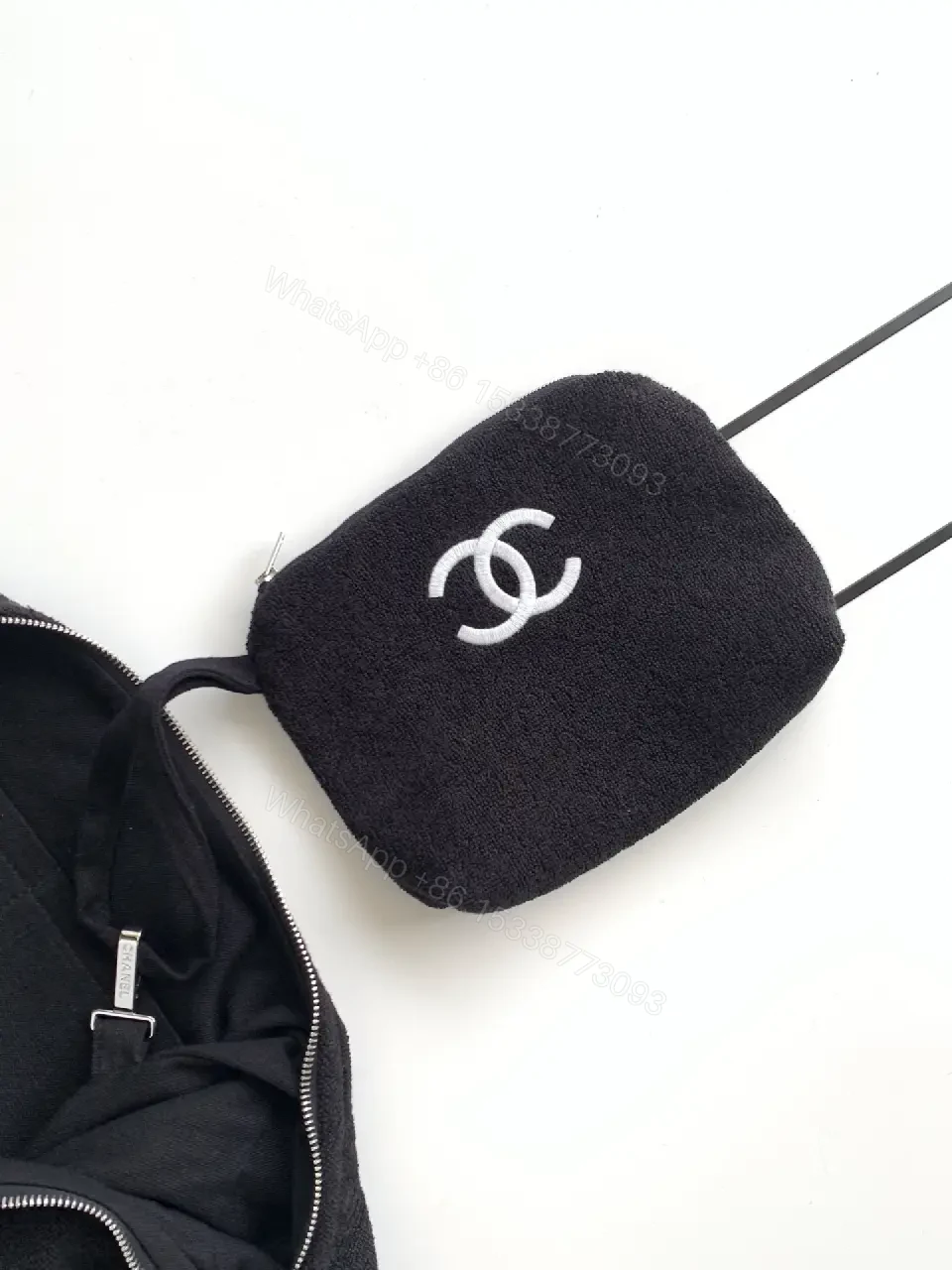 View 4 of Black Fabric Casual Tote Chanel Logo Tote Bag