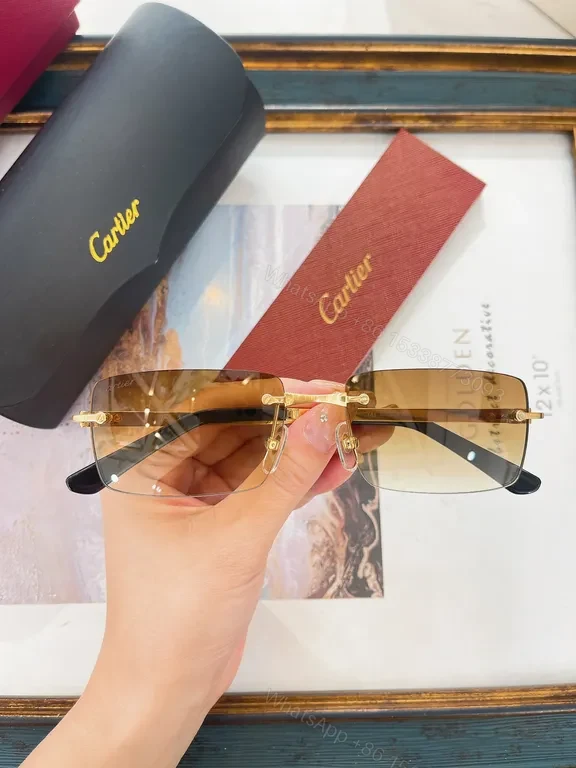 View 7 of Polarized Rimless Sunglasses â€” Luxury Cartier-Inspired, Adjustable Fit