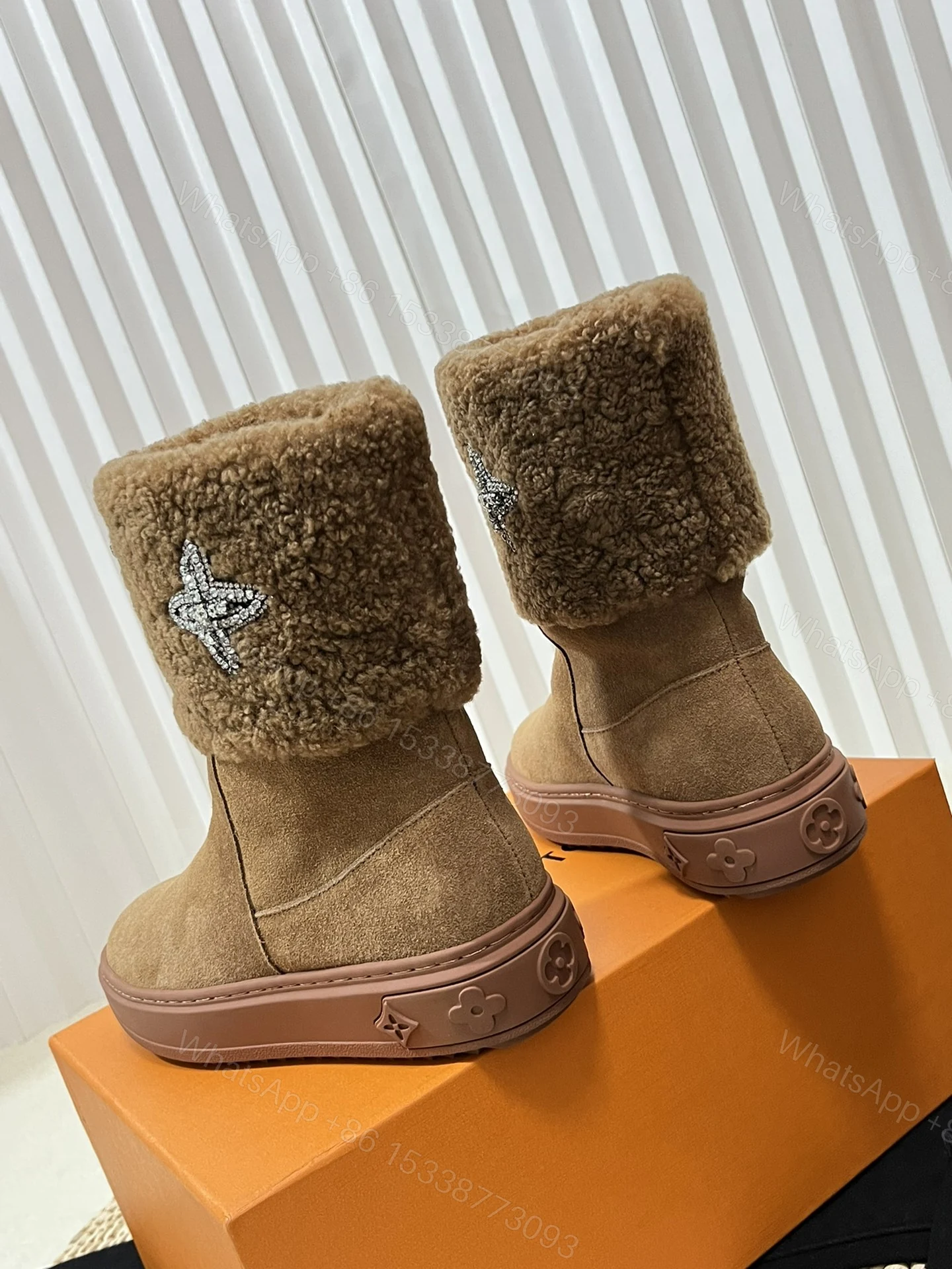 View 5 of LOUIS VUITTON ANKLE BOOT STUDDED WITH DIAMONDS BROWN