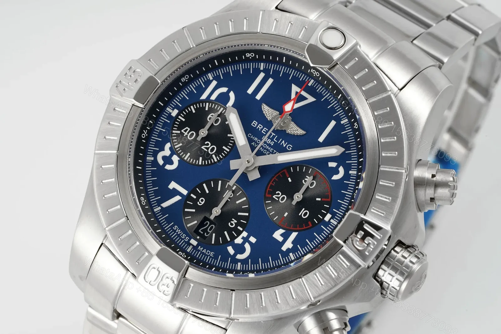 View 3 of Breitling Avenger B01 Chronograph 42 Stainless Steel Blue Dial Bracelet AB0146101C1A1