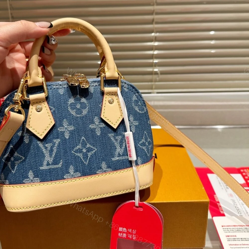 View 3 of Louis Vuitton Alma BB Monogram Canvas Bag Denim Blue 16Cm