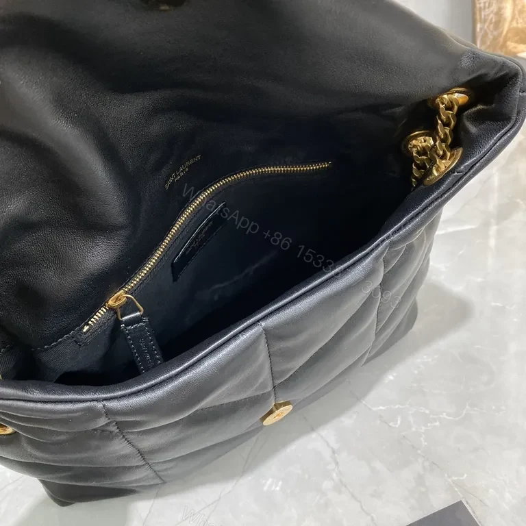 View 2 of Chic Quilted Leather Bag â€” YSL-Inspired, Gold Hardware, Crossbody