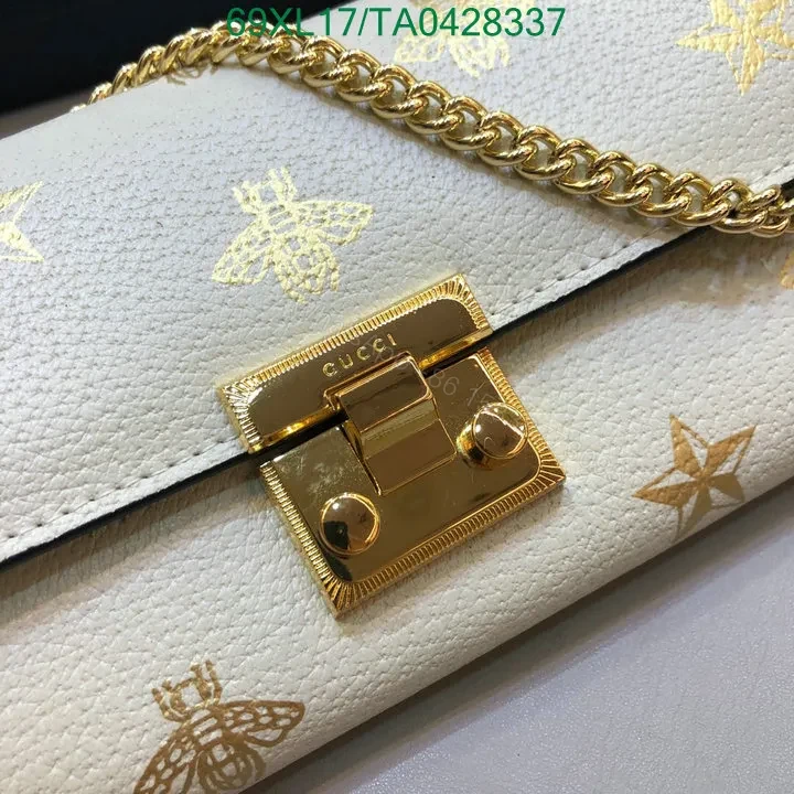 View 7 of Gucci Padlock Bee Star White Wallet on Chain Knockoff GF78QS