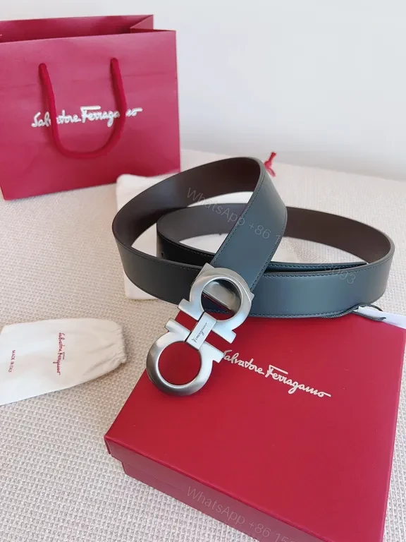 Structured Leather Belt with Signature Ferragamo Hardware — view 1