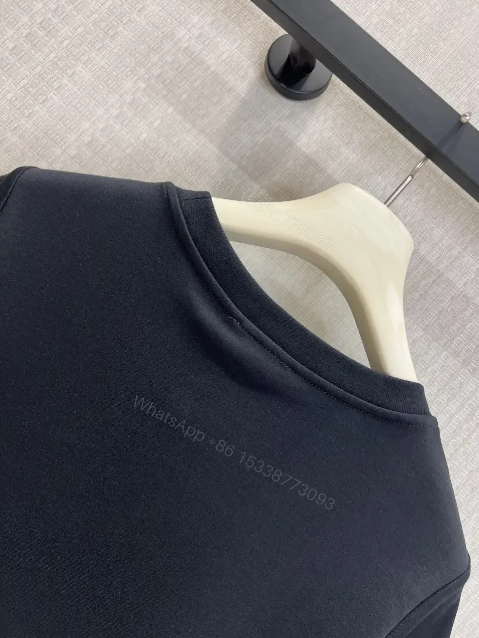 View 11 of Black Cotton T-Shirt with Embroidered Logo Chanel Style Tee