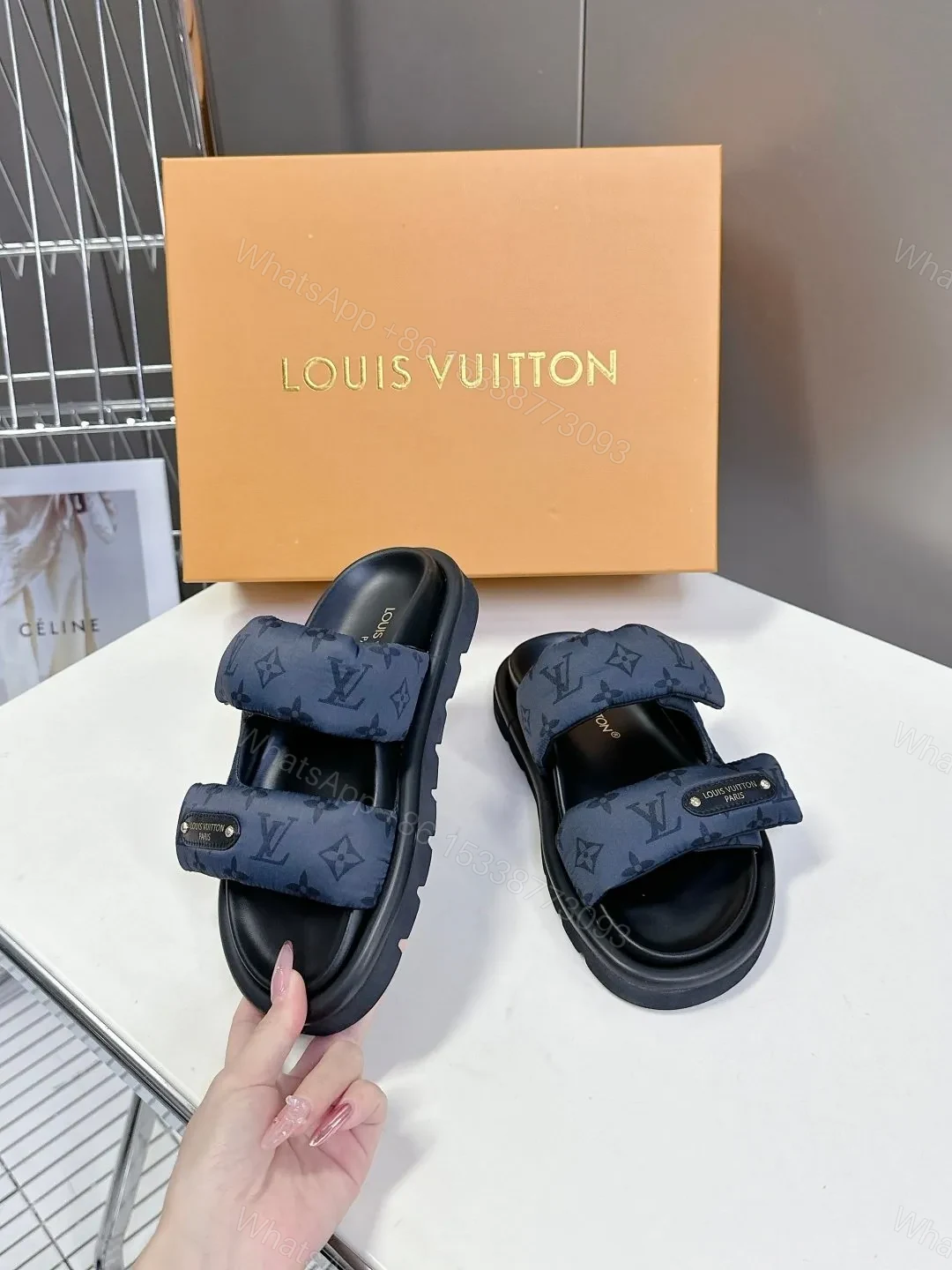 View 5 of LV Women Blue Fabric Leather Sandals