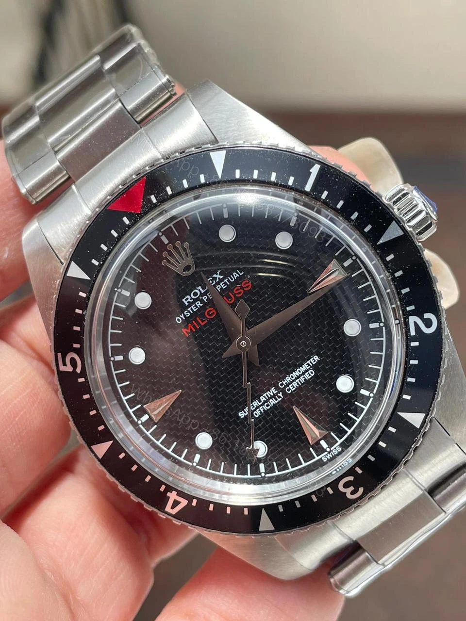 View 3 of VINTAGE Rolex Milgauss 6541 PT Edition Black Dial on Rivet Bracelet