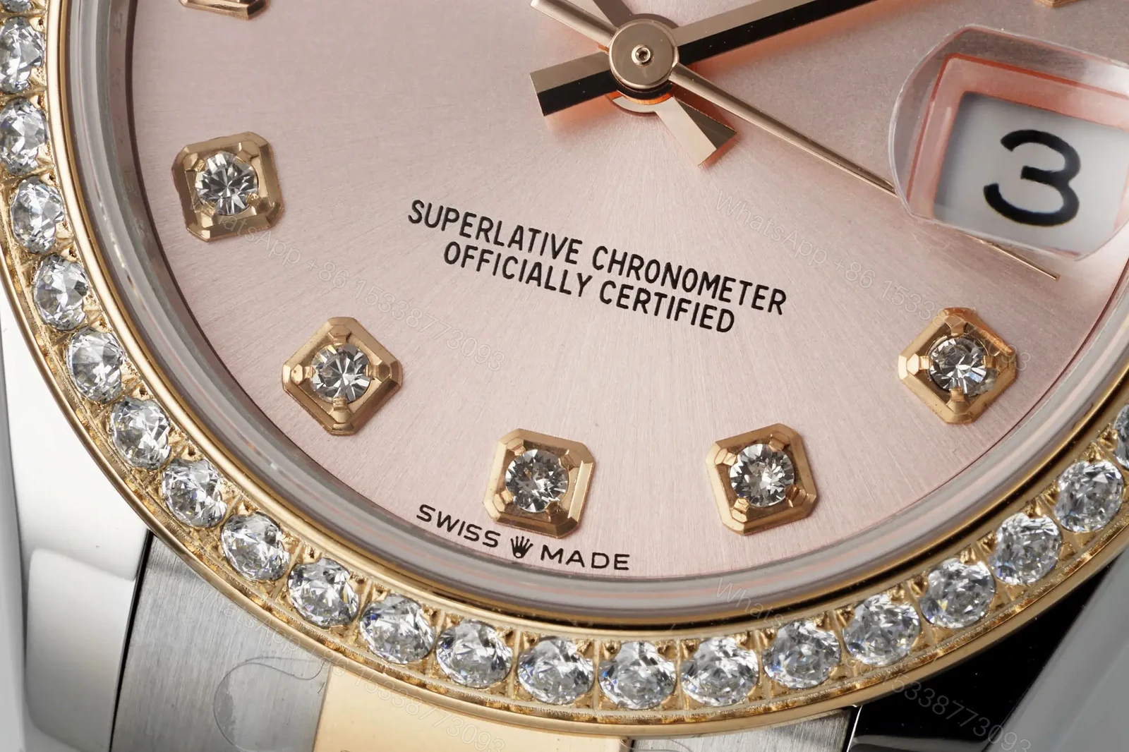 View 5 of Premium Rolex Datejust 31 Two Tone Pink Diamond replica 31MM Oyster Bracelet Edition RG-DATEJUST31-TWOTONE-PINK-DIAMOND-OYSTER
