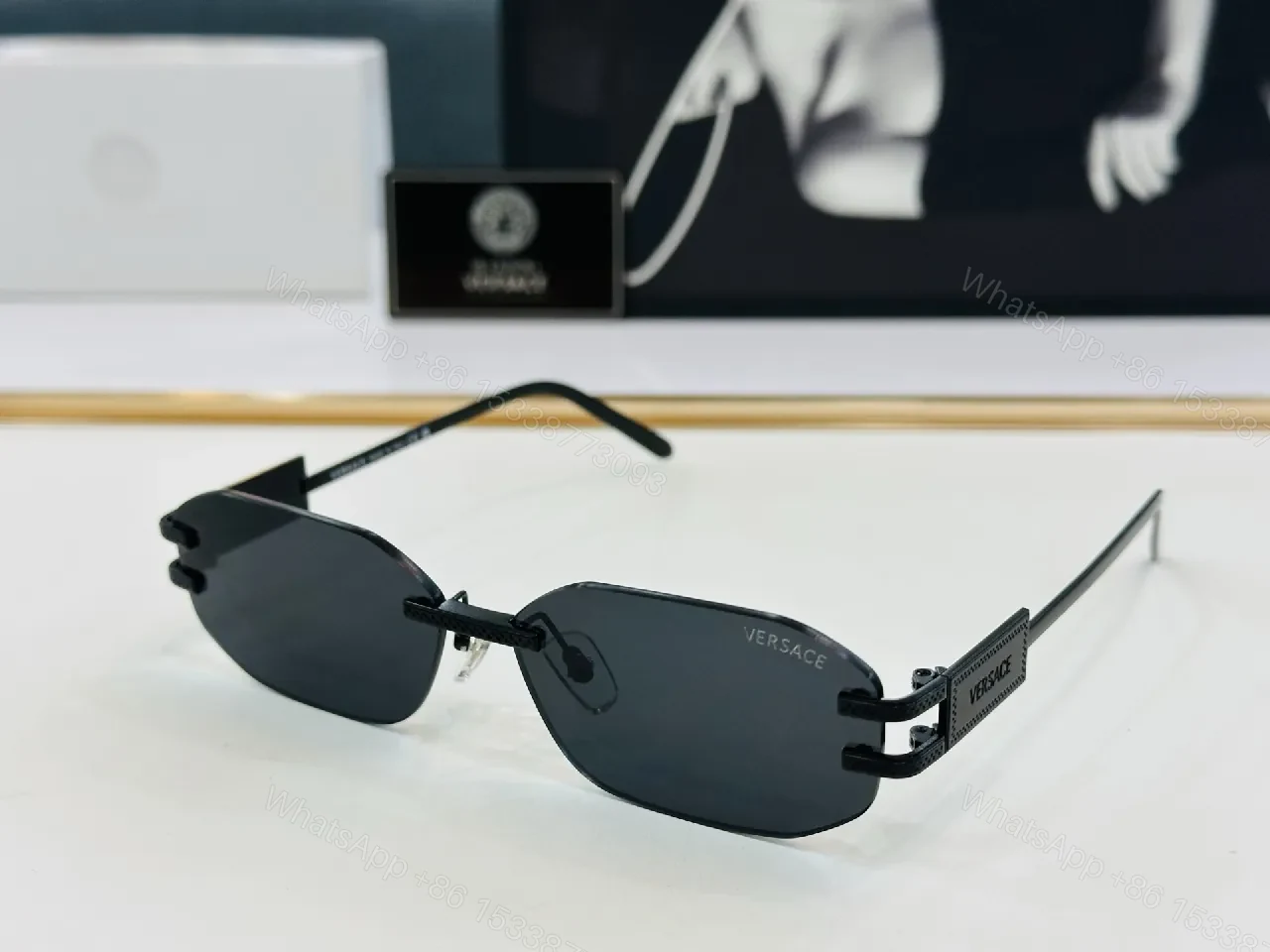 Rimless Sunglasses: Black Matte, Luxury Minimalist Design — view 1