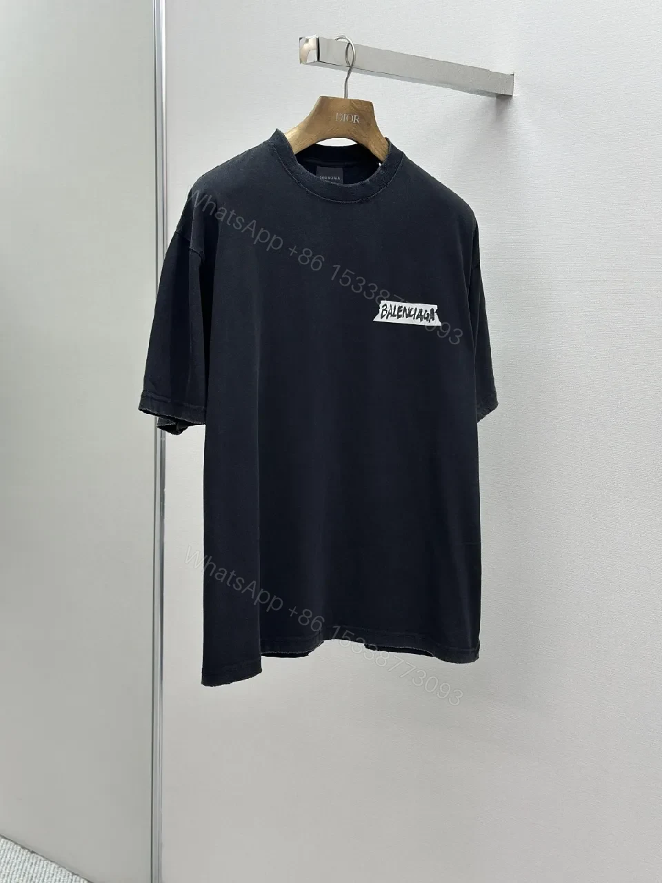View 7 of Black Cotton Tee Patch Edge Minimalist Logo Tee