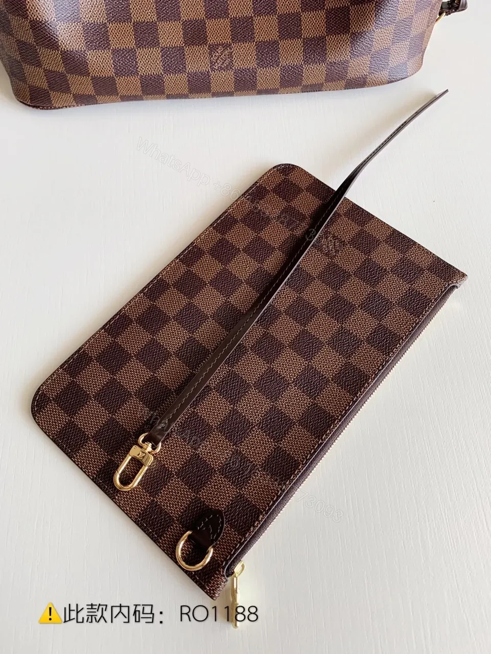 View 7 of Louis Vuitton LV Neverfull Checkered Pattern Handbags 32x29x17cm