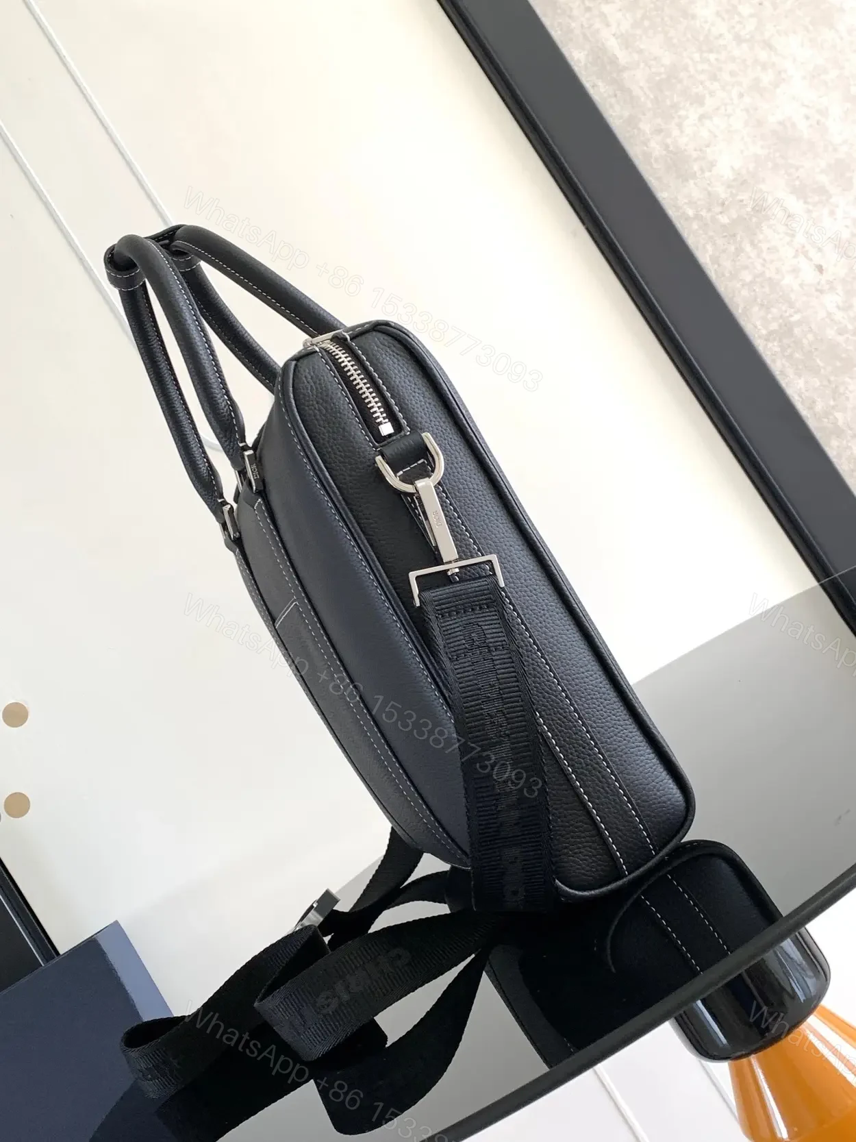 View 8 of Dior Lingot Briefcase in black grained calfskin leather