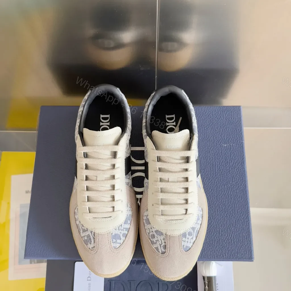 View 4 of Chic Beige Suede-Trim Designer-Inspired Sneakers
