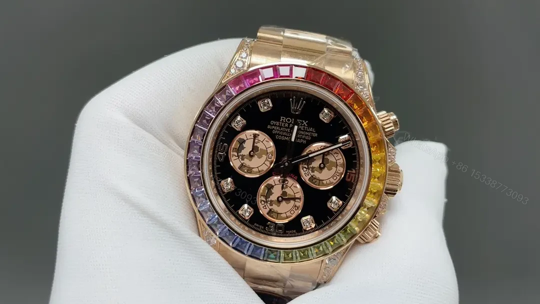 View 3 of Rolex Daytona Rainbow Everose Gold replica 40MM Oyster Bracelet Edition RG-DAYTONA-RAINBOW-EVEROSE-OYSTER-40