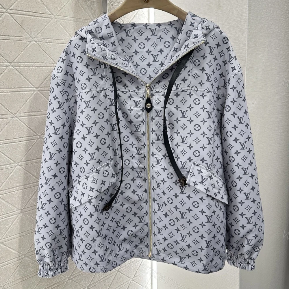 View 2 of Louis Vuitton Monogram Pattern Parka Jacket Black White 1Ahzpf