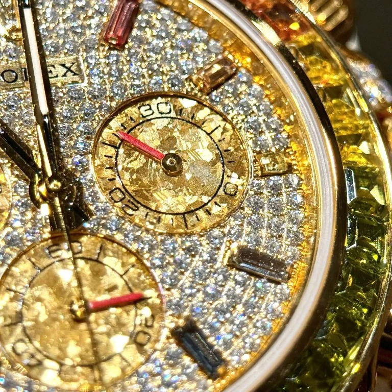 View 4 of Rolex Daytona 40mm Super Clone Moissanite & Synthetic Gemstone 18K Gold Wrapped Super Clone
