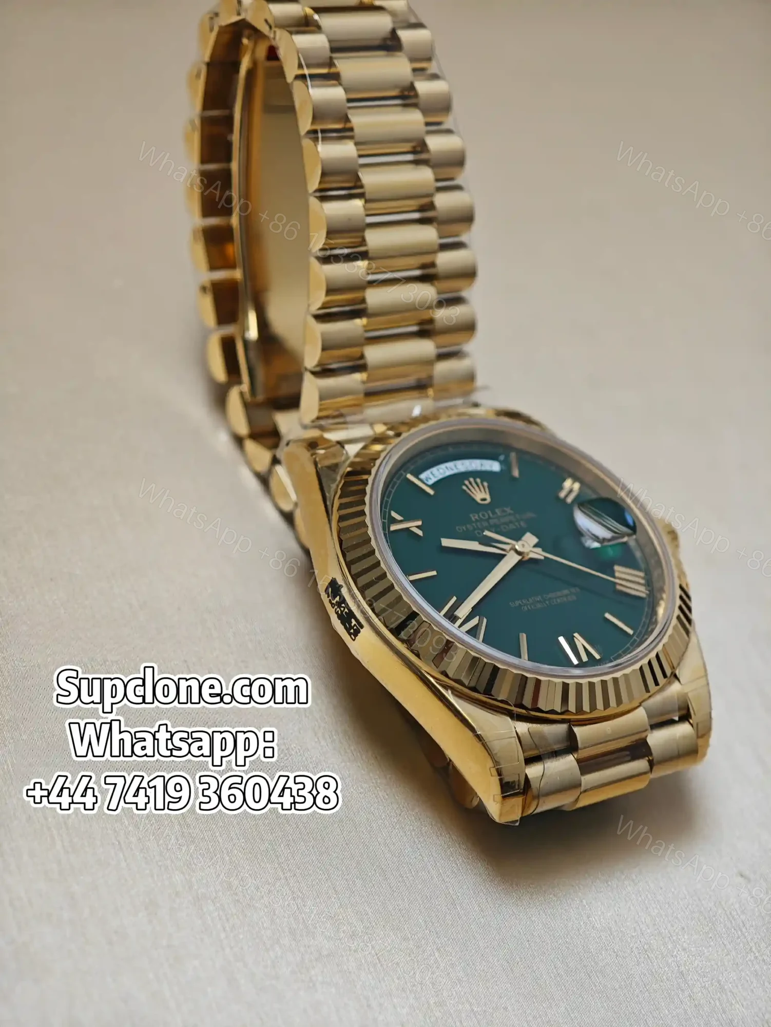 View 6 of Rolex Day-Date 40mm Yellow Gold Green Roman Dial – Super Clone 1:1 Cal. 3255