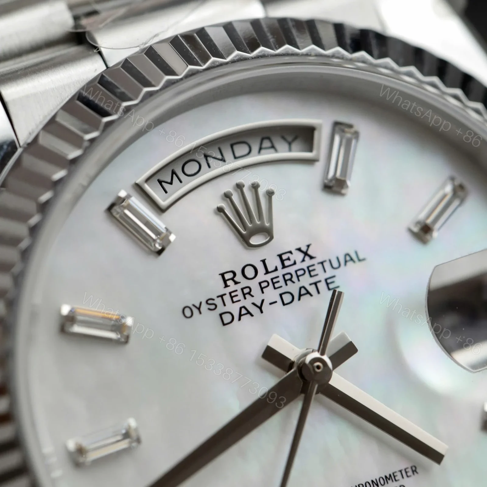 View 6 of Superclone Rolex Day-Date White Mother-of-Pearl Diamond Dial 128236-0021 36 mm