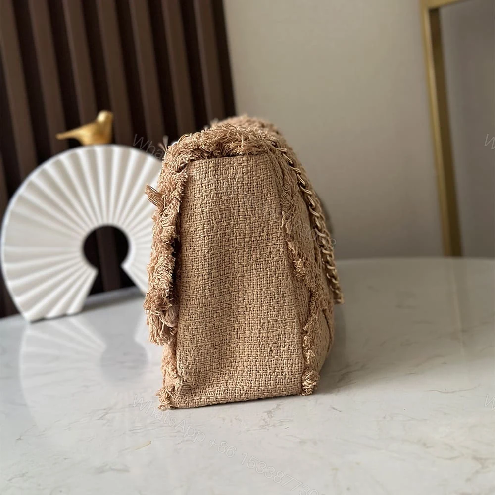 View 3 of Chanel Crochet Tweed Extra Large Flap Bag(HIGH-END GRADE)
