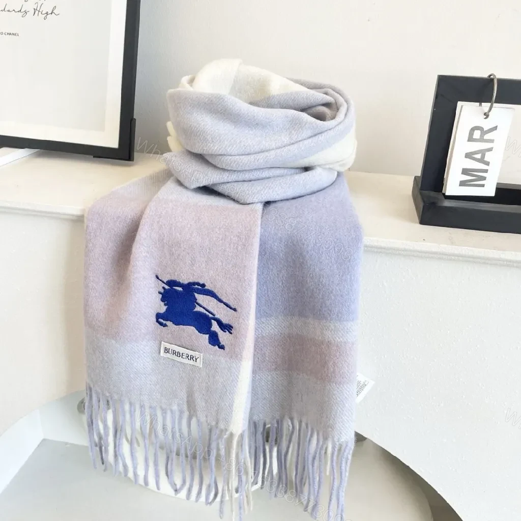 Pastel Gradient Wool Scarf with Fringes – Luxury Cozy Accessory — view 1