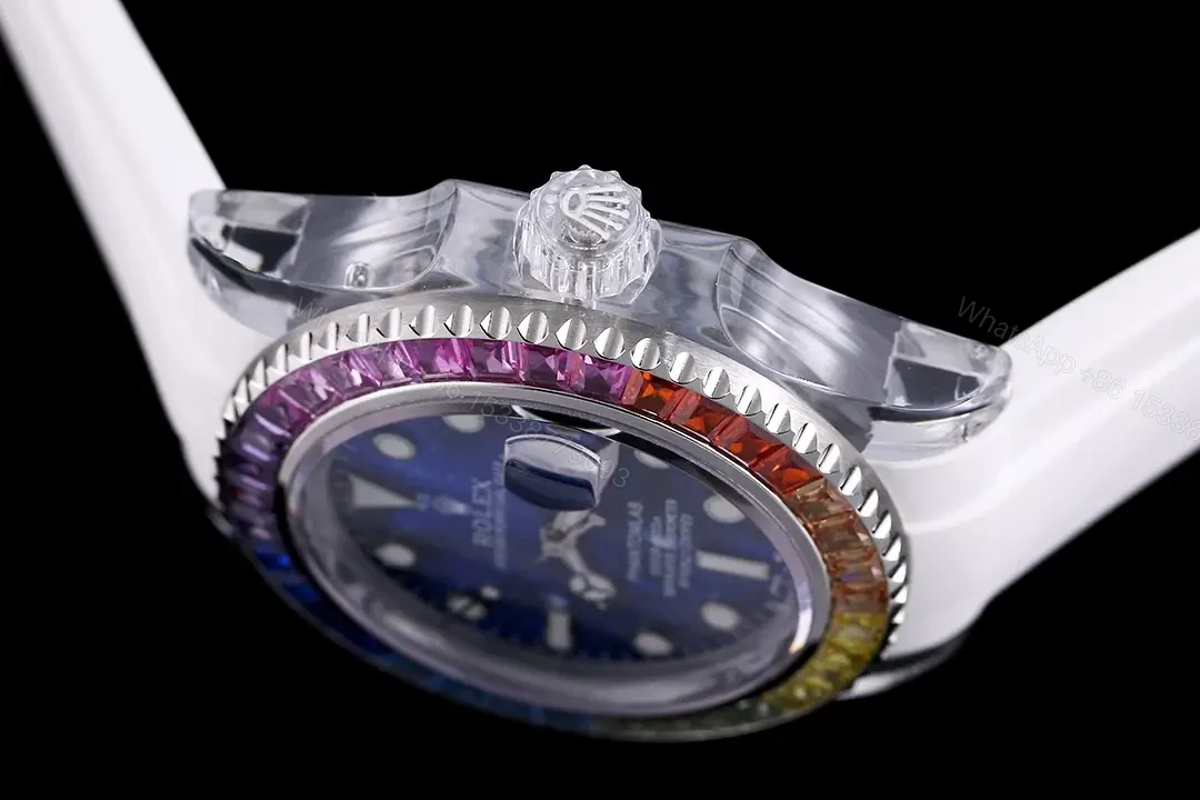View 5 of Rolex Submariner Phantom Crystal Blue Dial White Strap Edition 40mm RG-SUB-BLUE-RAINBOW-PHANTOM