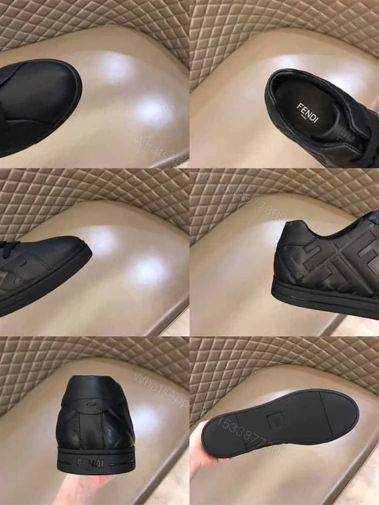 View 5 of FENDI BLACK NAPPA LEATHER LOW-TOP SNEAKERS – FD04