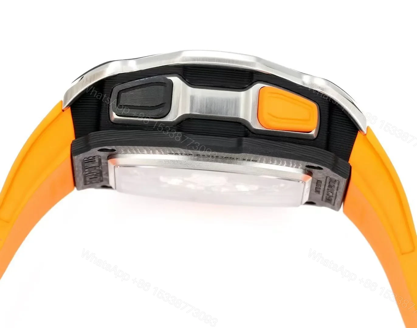 View 7 of Richard Mille RM65-01 McLaren W1 Automatic Chronograph Watch Orange Strap Carbon TPT Titanium Skeleton Dial RMAC4 Movement Premium Edition RM65-01-MCL-W1-ORG