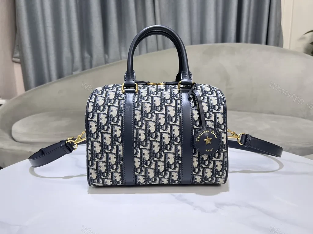 View 6 of Compact Luxury Satchel: Monogram Pattern, Gold Hardware, Crossbody/Top-Handle