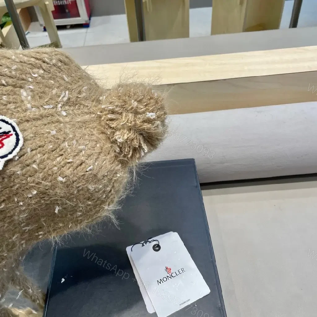 View 5 of Cozy Boucle Knit Beanie with Moncler Patch – Textured Warmth