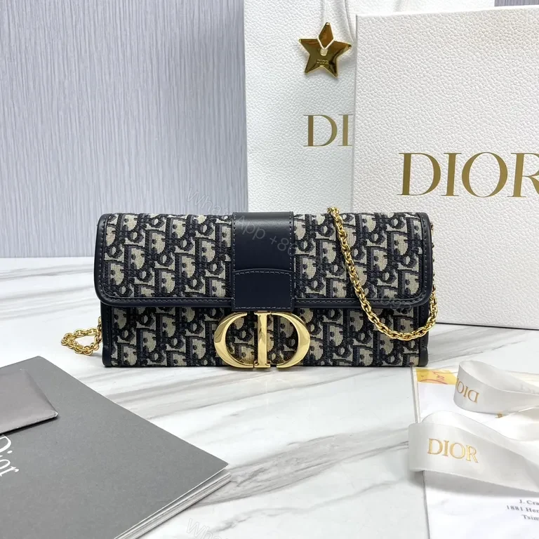 Navy Monogram Tote: Dior-Inspired Gold-Accented Bag — view 1