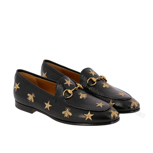 Gucci Jordaan Embroidered Leather Loafer Black — view 1