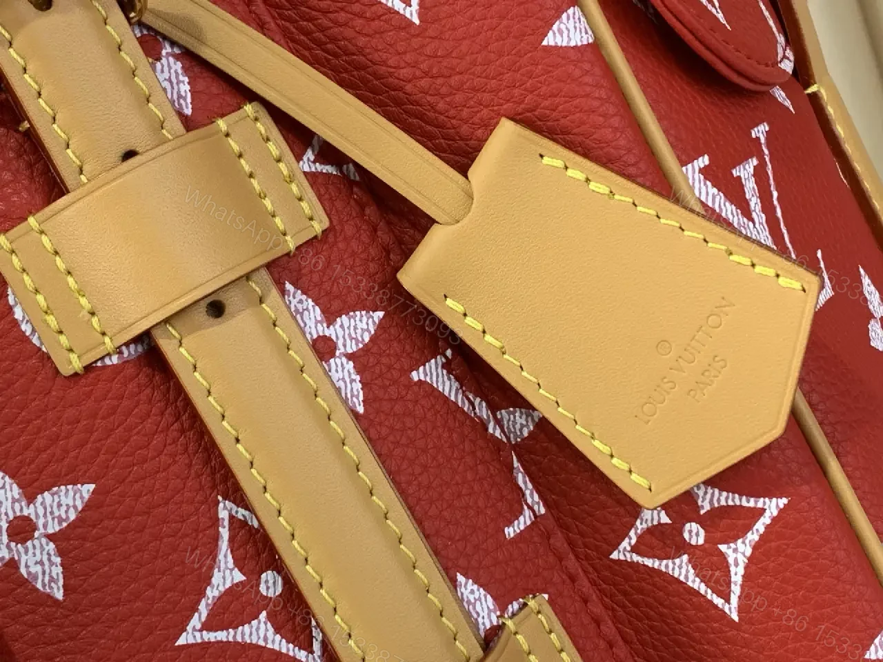View 5 of Bold Red Monogram Backpack: Modern Everyday Luxury