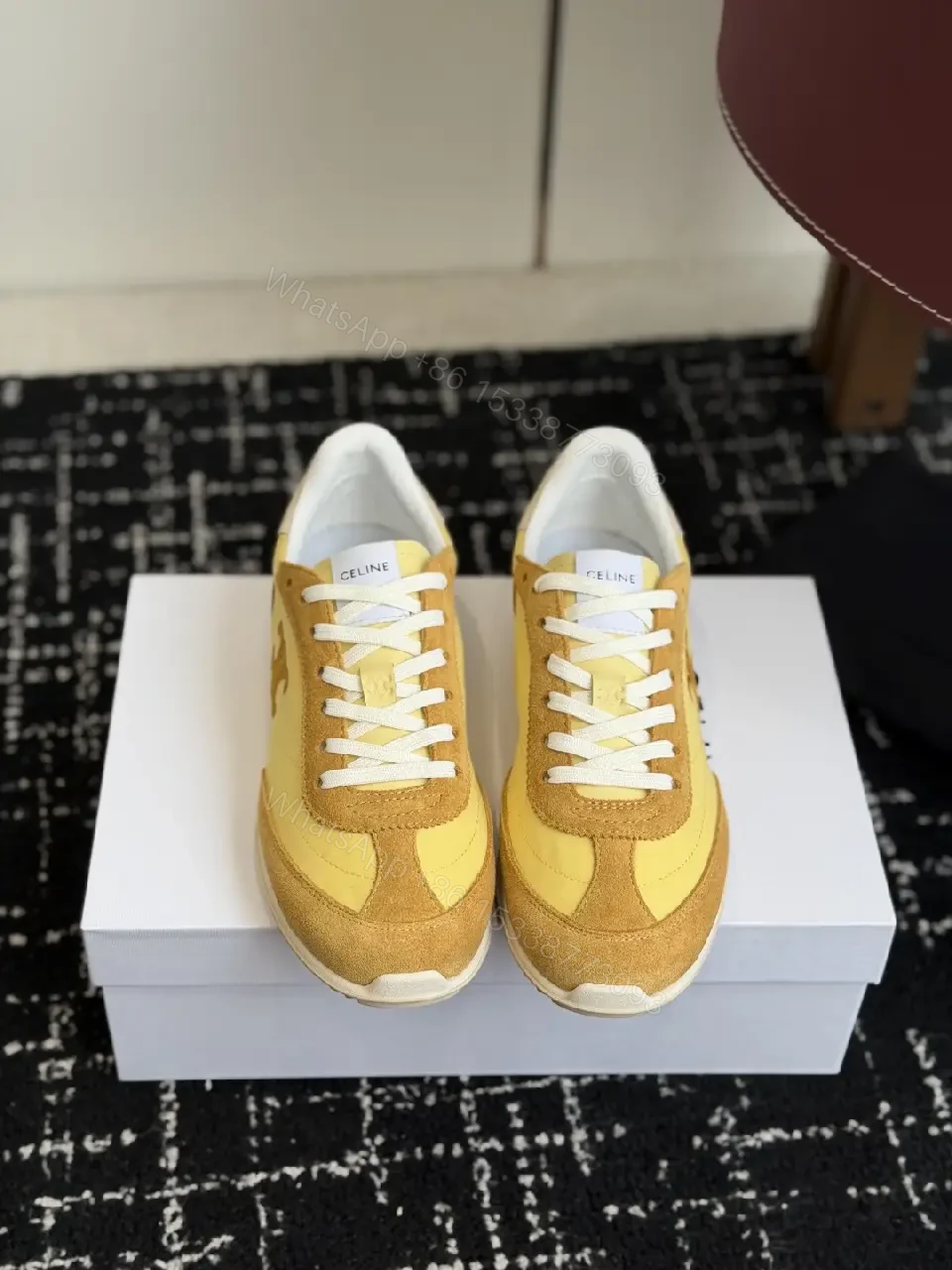 View 3 of Warm Honey-Tone Suede Leather Sneakers with Lightweight Cushioned Sole