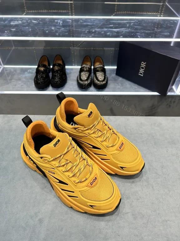 View 5 of Bold Yellow Dior-Inspired Sneakers: Luxe Streetwear Comfort