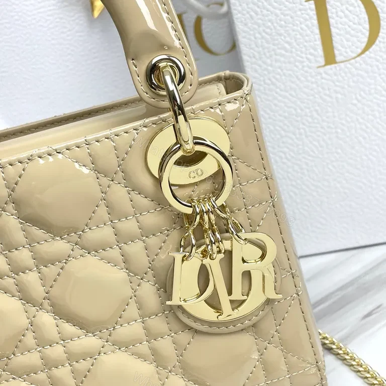 View 5 of Chic Gold-Diamond Quilt Mini Bag - Dior-Inspired Luxury