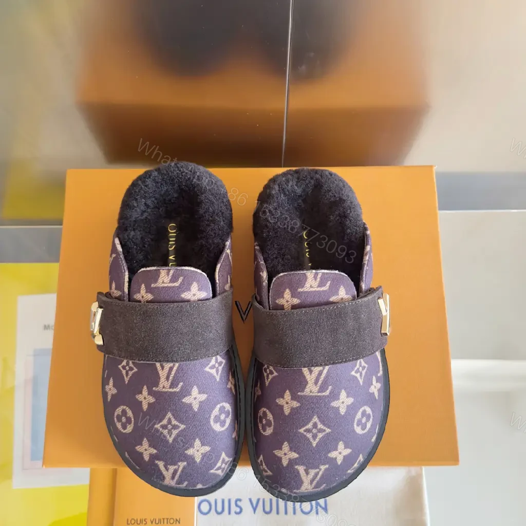 View 6 of Purple Suede-Trim Mules: Plush-Lining Comfort, Monogram Edition