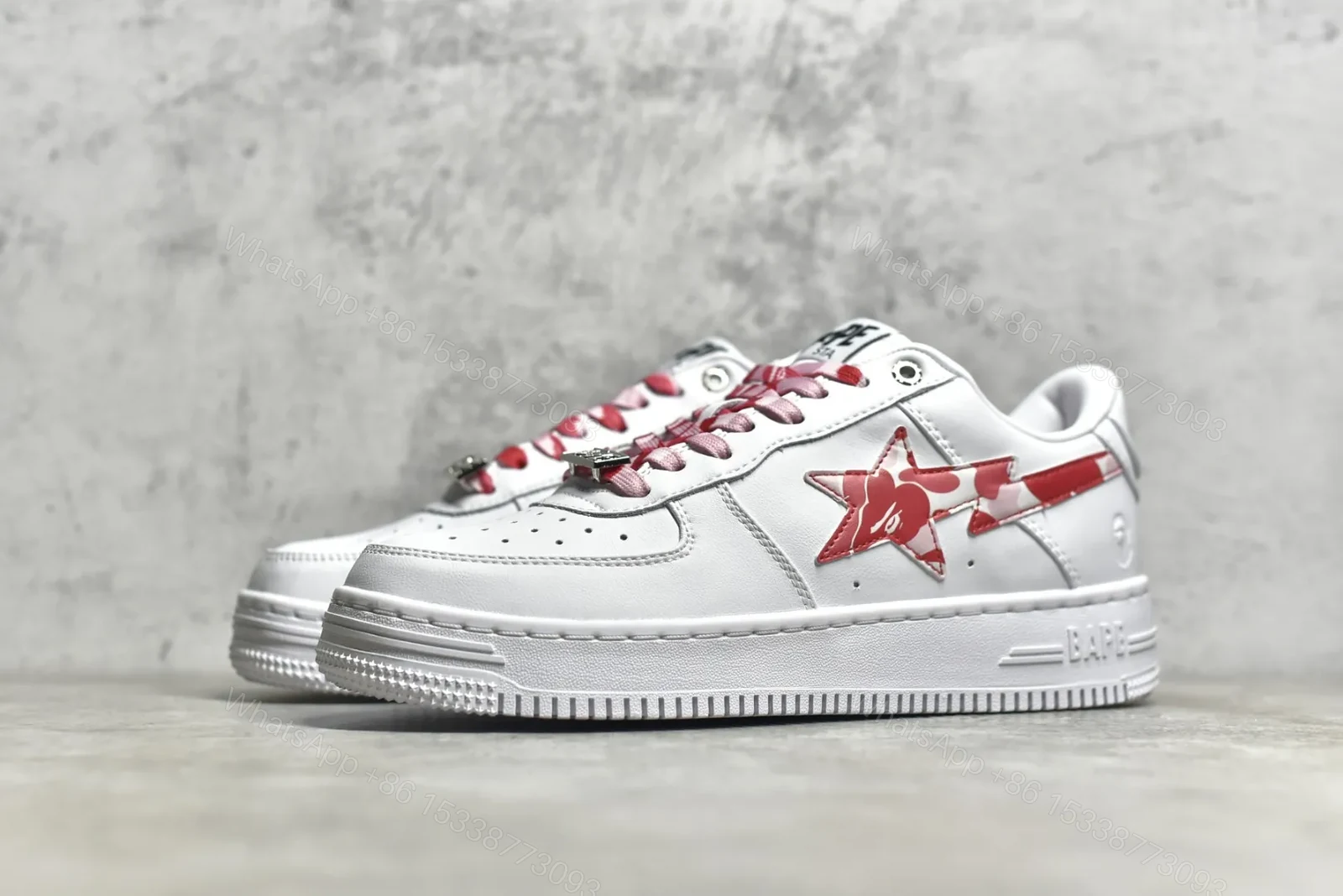 View 9 of A BATHING APE Bape Sta Low White and Red
