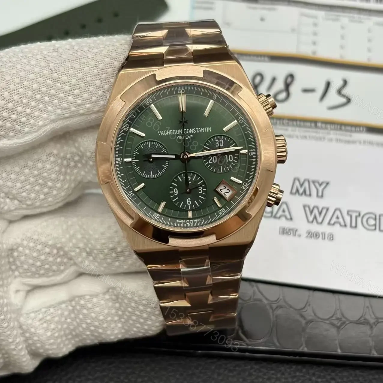 View 4 of Super Clone Replica Vacheron Constantin Overseas Chronograph GREEN