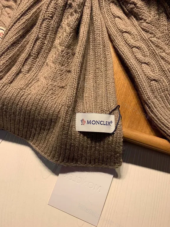 View 2 of Taupe Wool-Blend Moncler Knit Set: Beanie & Scarf, Luxury Winter