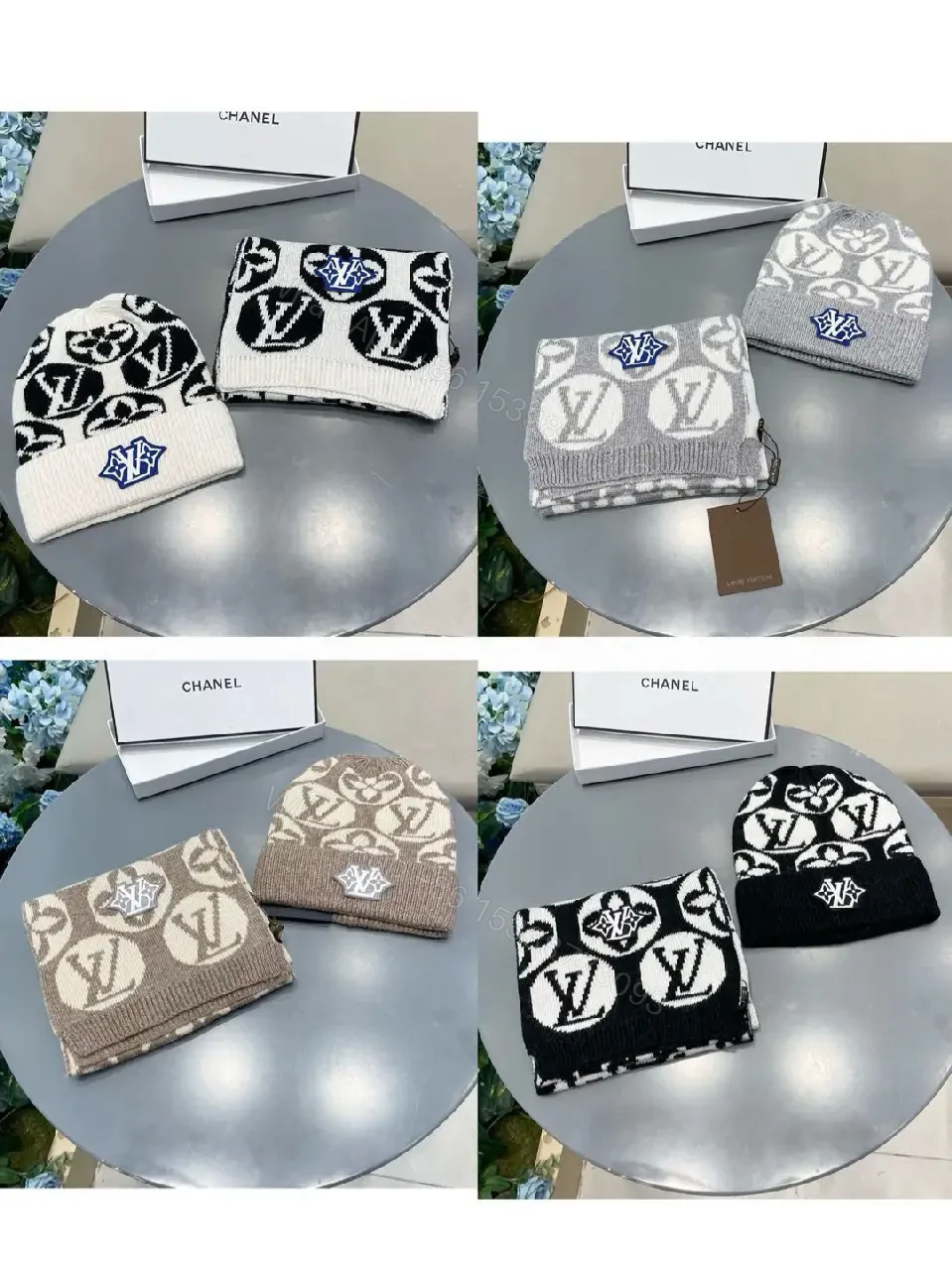 View 8 of Bold Monogram Knit Set: High-Contrast Luxe Comfort