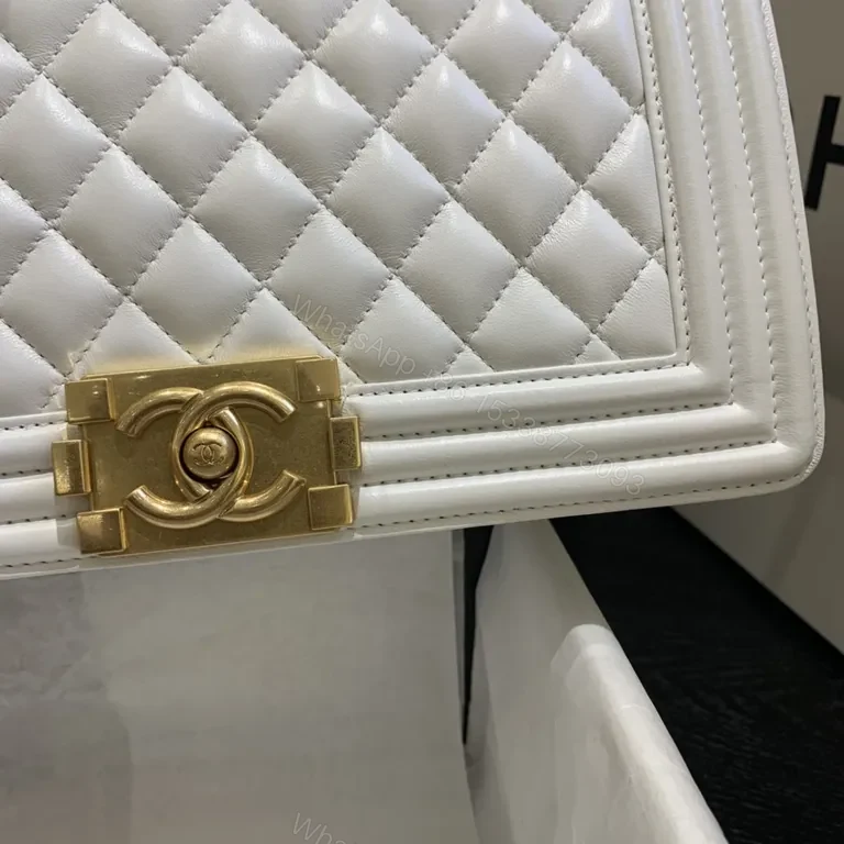 View 2 of Chanel-Style Quilted White Leather Bag: Modern Luxury