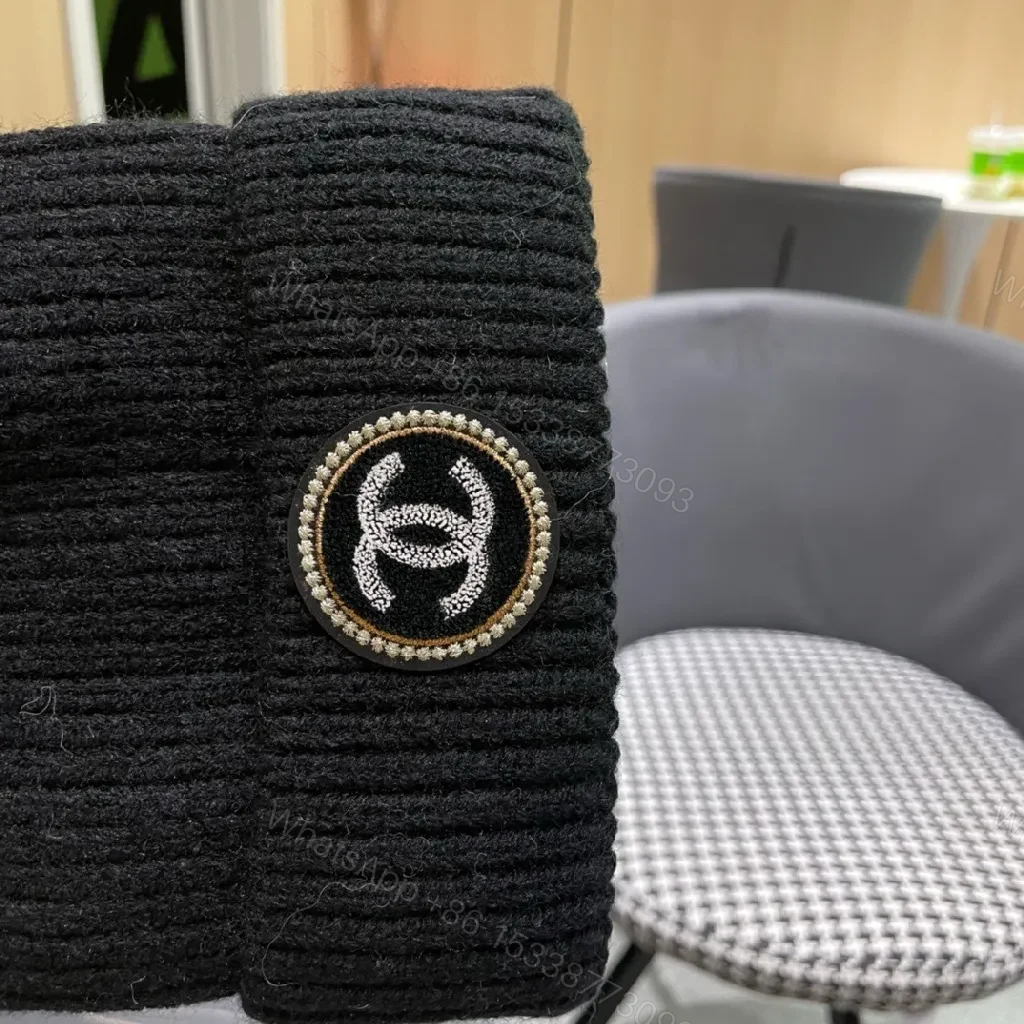 View 10 of Black Knit Beanie with Luxe Badge, Everyday Luxury, One-Size, Casual Style